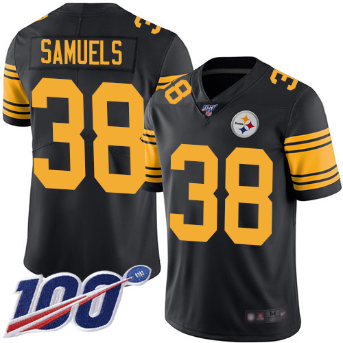 Youth Pittsburgh Steelers Football #38 Limited Black Jaylen Samuels 100th Season Rush Vapor Untouchable Nike NFL Jersey->women nfl jersey->Women Jersey